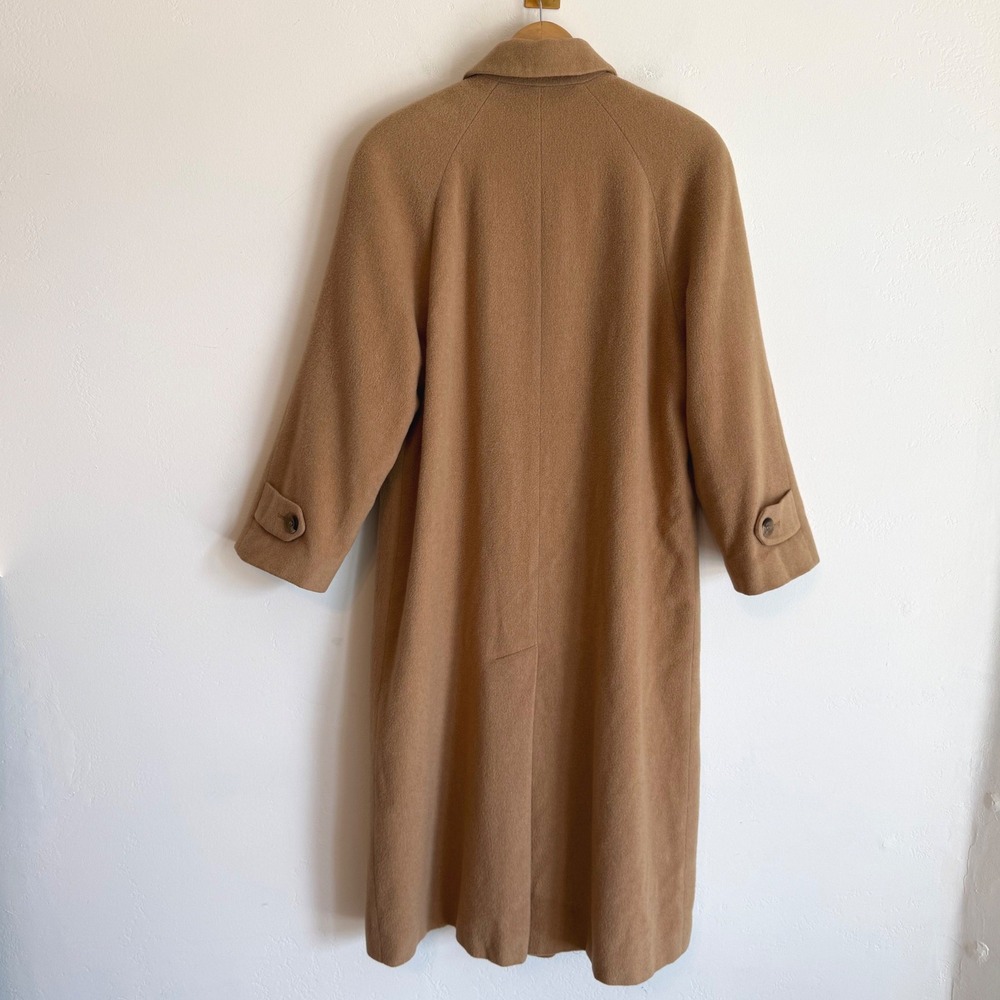 Vintage Fleurette 100% Camel Hair Coat Tan Longline ILGWU Nordstrom Minimalist L - Picture 6 of 16